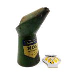 A Duckham's NOL Motor Oil green painted quart oil can, together with an AA 1945-67 car badge, (2)