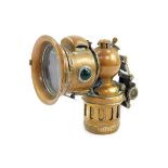 A Miller Cetolite No 2 brass bicycle lamp, 17cm H.