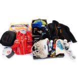 Racing memorabilia, including Goodwood Revival Meeting tote bags, hat holders, mugs, Hars F1 Team