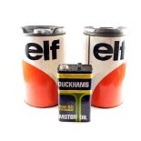 Two ELF 25 litre oil drums, together with a Duckhams Motor Oil can. (3)