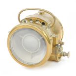 A veteran brass self generating A.D.L. Duplex lens acetylene headlamp No.1163, 28cm H.