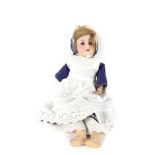 An Armand Marseille bisque head doll, number 390, A.3.M, the head modelled with brown eyes and