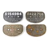 Four cast iron railway wagon plates, comprising B14984 16T Tees Side B & E Co. 1954 Lot No 2531.,