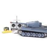 A radio controlled battle tank, modelled as a German Tiger 1 tank, 1:16 scale, with Sender radio