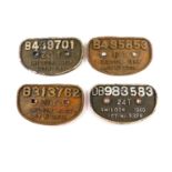 Four Shildon cast iron railway wagon plates, comprising DB983583 24T Shildon 1960 Lot No 3329,