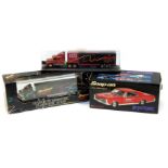A Snap-On Hot August Nights 1967 Pontiac GTO die cast car, Snap-On Racing 1994 transporter with
