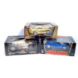 Three Burago die cast cars, 1:18 scale, comprising Special Collection Bugatti., EB 110 (1991)., Gold