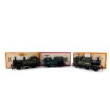 Three kit built OO gauge Great Western shunting locomotives, green livery, comprising 2-4-0,