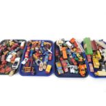 Corgi and Lledo play worn die cast vehicles, including tractors, trucks, cars, etc. (4 trays)