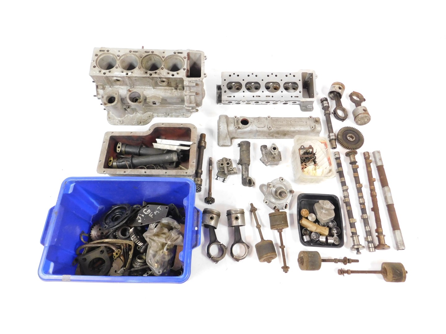 A dismantled Coventry Climax engine to FWA spec., no crank, bare block head, etc., no crack-plus