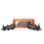 A kit built OO gauge Highland Railway engine, green livery, 4-4-0., Great Western tank locomotive,