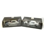 Two Mercedes Benz CLK die cast motor racing cars, 1:18 scale, comprising Original - Teile AMG