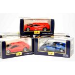 Five Maisto die cast sports cars, 1:24 scale, comprising two Ferrari 348 TS, 1990, two Lamborghini