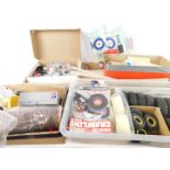 Model airplane parts and accessories, to include folding props, plastic housings, plywood lengths,