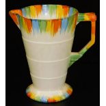 A mid 20thC Grindley Art Deco pottery jug, with splash decoration predominately in green, yellow,