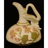 A Royal Worcester blush ivory squat jug, with stylized flower groups, shape code 1048, 1889, 11cm H.
