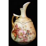 A late 19thC Royal Worcester blush ivory porcelain ewer, with shaped spout, angular handle and