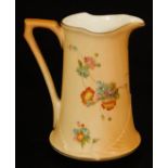 A Grainger & Co Worcester blush ivory ewer, decorated with flowers, shape code G900, 1890, 13cm H.