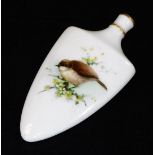 A Royal Worcester scent bottle, decorated with a dunnock and hedge sparrow, gilt factory mark,