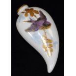 A Royal Worcester scent bottle, of tear drop form, decorated with a swallow, c1900, 8cm H. There