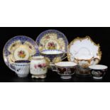Various cabinet cups and saucers, a Royal Worcester handpainted floral cup and saucer, 14cm W,