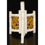 A Royal Worcester blush ivory bamboo vase, 16cm H. There is no apparent damage or restoration upon