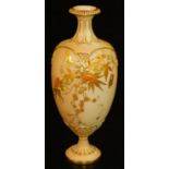 A Royal Worcester blush ivory tall vase, decorated in raised patera, gilt and orange passion