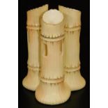 A Locke & Co triple bamboo blush ivory vase, c1900, 15cm H. There is no apparent damage or