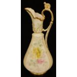 A Grainger & Co Worcester blush ivory ewer, decorated with pale flowers, shape code G444, 23cm H.