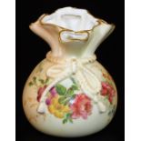 A Royal Worcester blush ivory vase, decorated with simple flower sprays, 1903, 10cm H. There is no