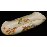 A Royal Worcester blush ivory tray, decorated with flowers, 1891, 27cm W. There is no apparent