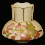 An unusual shaped Royal Worcester blush ivory vase, shape code 991, c1930, 8cm H. There is no