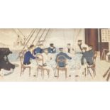 Withdrawn Pre-Sale by Vendor - A Japanese woodblock print, Naval Officers Discussing the Battle
