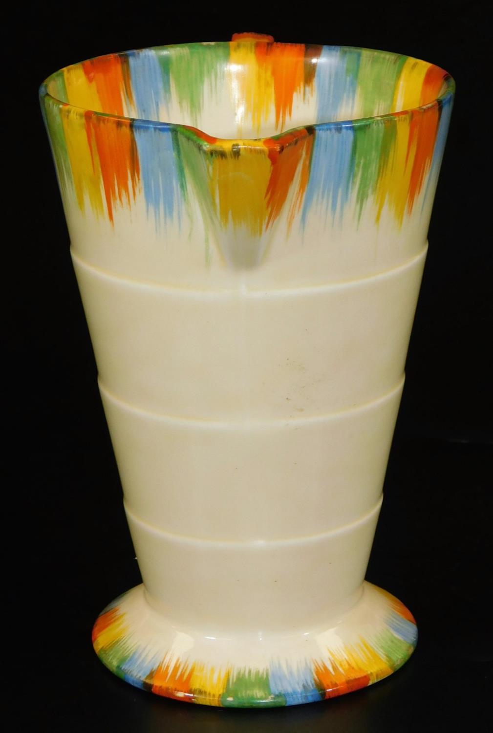 A mid 20thC Grindley Art Deco pottery jug, with splash decoration predominately in green, yellow, - Image 4 of 6