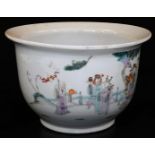 A Chinese porcelain jardiniere with everted lip, decorated with Shao Lao and his attendants in a