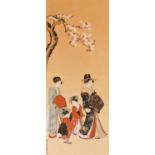 Withdrawn Pre-Sale by Vendor - A Japanese woodblock print, depicting a geisha, two children and her
