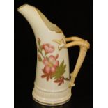 A Royal Worcester blush ivory tusk vase, decorated with flowers, shape code 1116, 1916, 21cm H. Upon