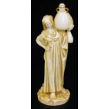 A Royal Worcester blush ivory figure, of a female water carrier, shape code 1250, c1912, 14cm H.