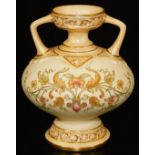 A Royal Worcester blush ivory ogee formed vase, with raised patera gilidng, shape code 1089, 1893,