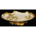 A Royal Worcester blush ivory low comport, decorated with flowers with a pierced rim, shape code