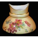 A Royal Worcester blush ivory squat vase, decorated with flower sprays, shape code 991, puce marked,