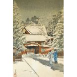 Withdrawn Pre-Sale by Vendor - A Japanese woodblock print, Snow at Hie Shrine