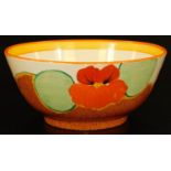 A 1930s Clarice Cliff Nasturtium pattern Bizarre bowl, of circular form, typically decorated,