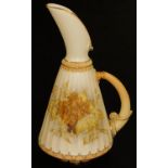 A Royal Worcester blush ivory fluted ewer, shape code 1361, c1891, 26cm H. There is no apparent