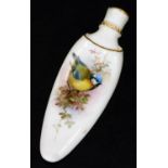 A Royal Worcester scent bottle, of fluted and concave form, decorated with daisies, c1900, 8.5cm