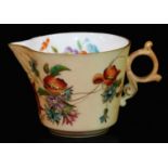 A Grainger & Co Worcester blush ivory small sparrow neck jug, decorated inside and out with flower