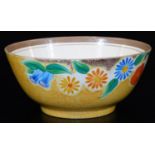 A 1930s Clarice Cliff Canterbury Bells Fantasque pattern bowl, typically decorated, printed marks