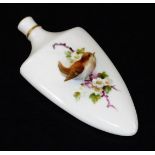 A Royal Worcester scent bottle, decorated with a wren on a apple blossom branch, green factory