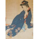 Withdrawn Pre-Sale by Vendor - A Japanese woodblock print, known either as Scarlet Peach or Tipsy