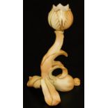 A Royal Worcester blush ivory single candle stick, shape code 1826, c1899, 15cm H. There is no